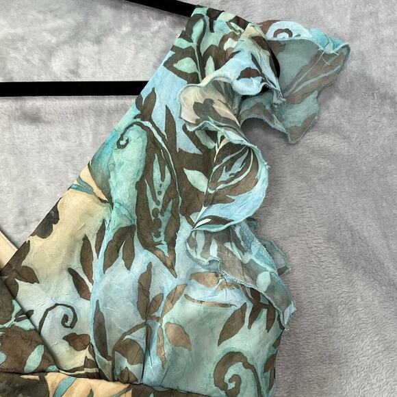 VTG Breakin' Loose Dress Sz 16 Cracked Glass Knit V Neck Bias cut Fairy Ruffles - Picture 6 of 16